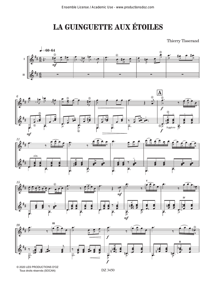 La guinguette aux étoiles, La valse de Tournai Classical Guitar scores gallery preview page 2
