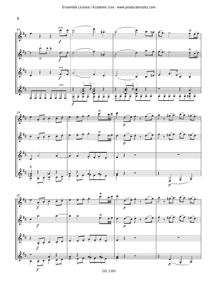 Divertimento in D, KV 270 Guitar Ensemble scores gallery preview page 4