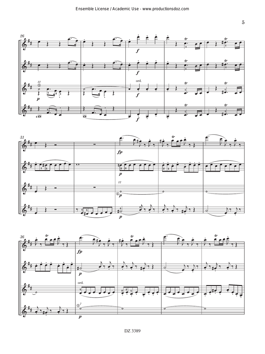 Divertimento in D, KV 270 Guitar Ensemble scores gallery preview page 5