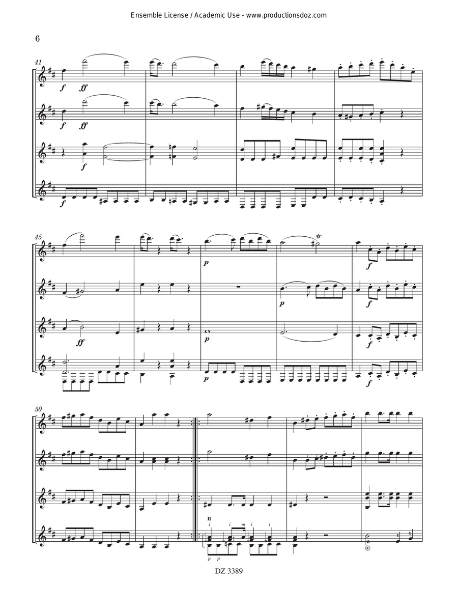 Divertimento in D, KV 270 Guitar Ensemble scores gallery preview page 6