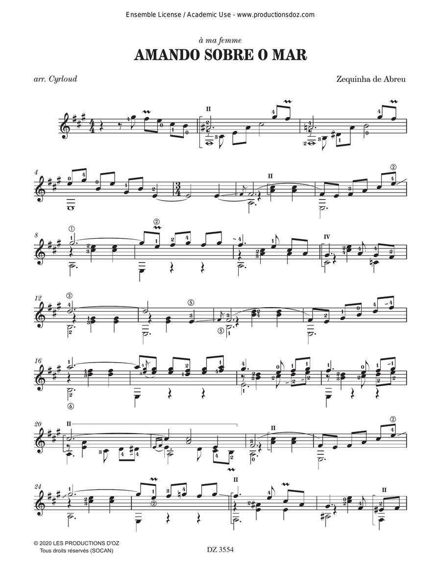 Amando sobre o mar Classical Guitar - Digital Sheet Music page 3