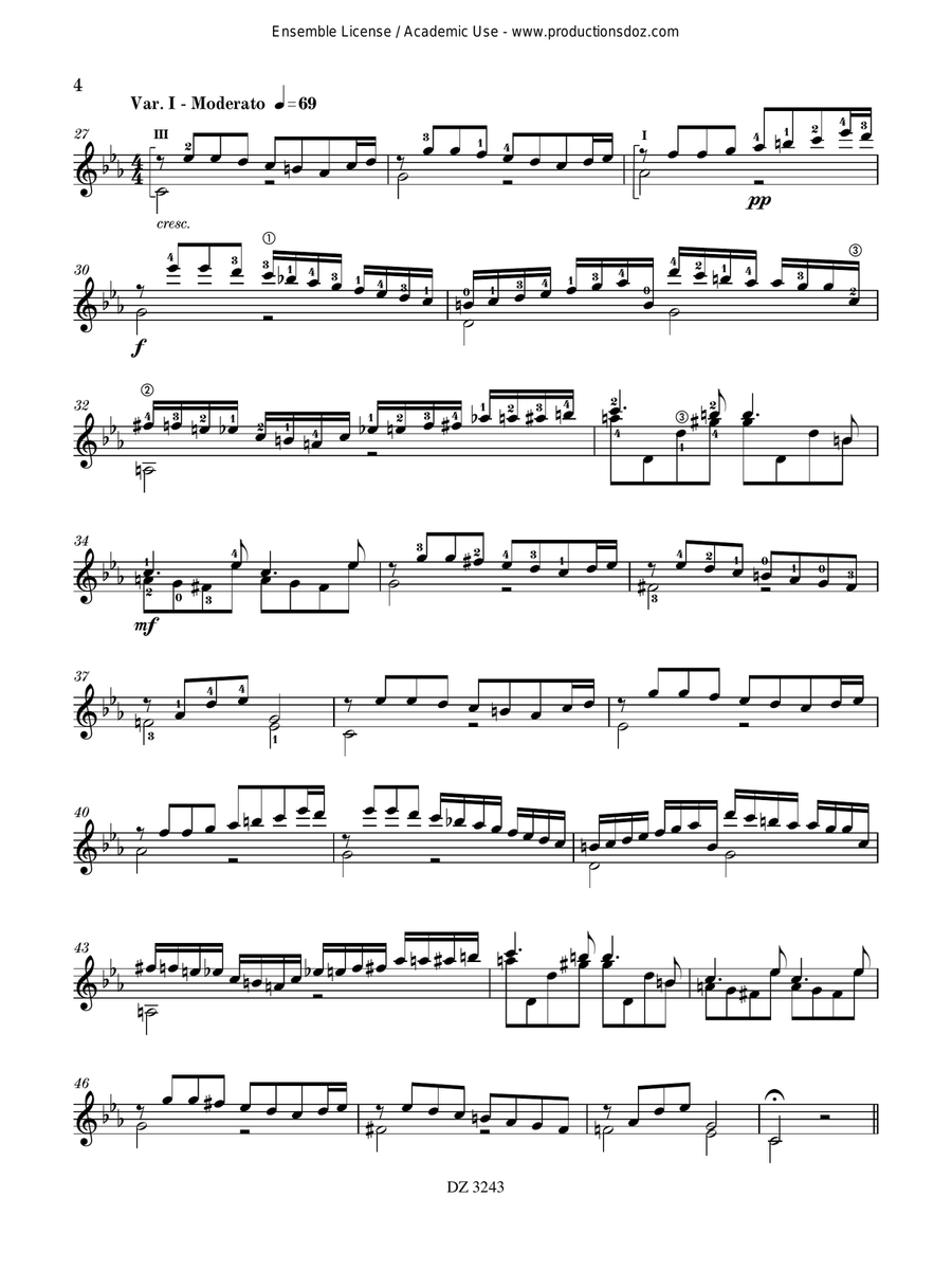 Variations sur l’air «Adieu Foulard» Classical Guitar scores gallery preview page 4