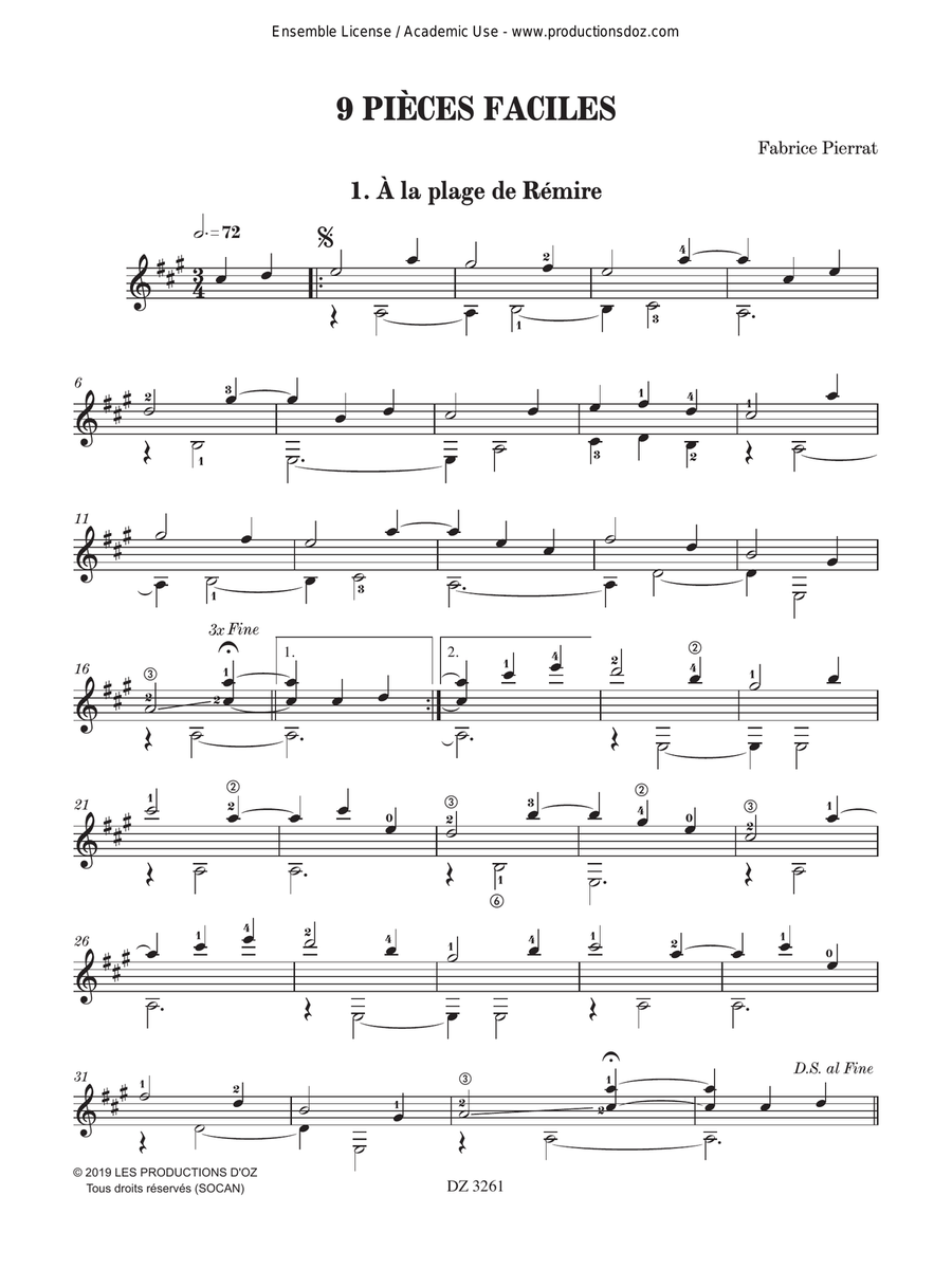 9 Pièces faciles 9 Pièces faciles Classical Guitar scores gallery preview page 3