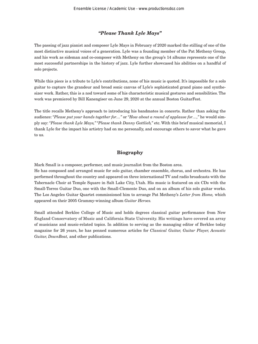 Please Thank Lyle Mays Please Thank Lyle Mays Classical Guitar scores gallery preview page 2