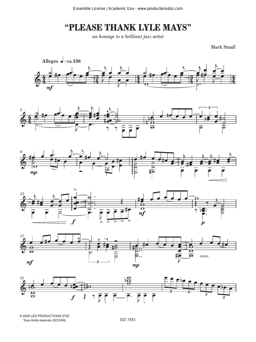 Please Thank Lyle Mays Please Thank Lyle Mays Classical Guitar scores gallery preview page 3