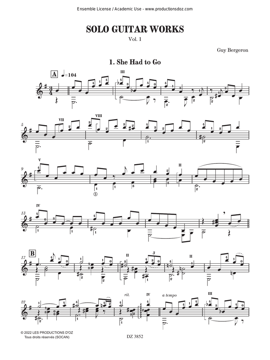 Solo Guitar Works, vol. 1 Classical Guitar scores gallery preview page 2