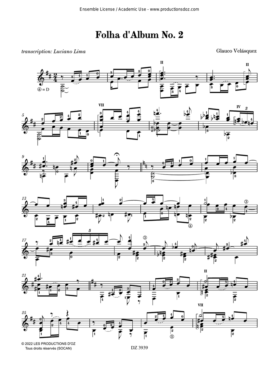 Folha d'Album No. 2 / Valse mignonne Classical Guitar scores gallery preview page 2