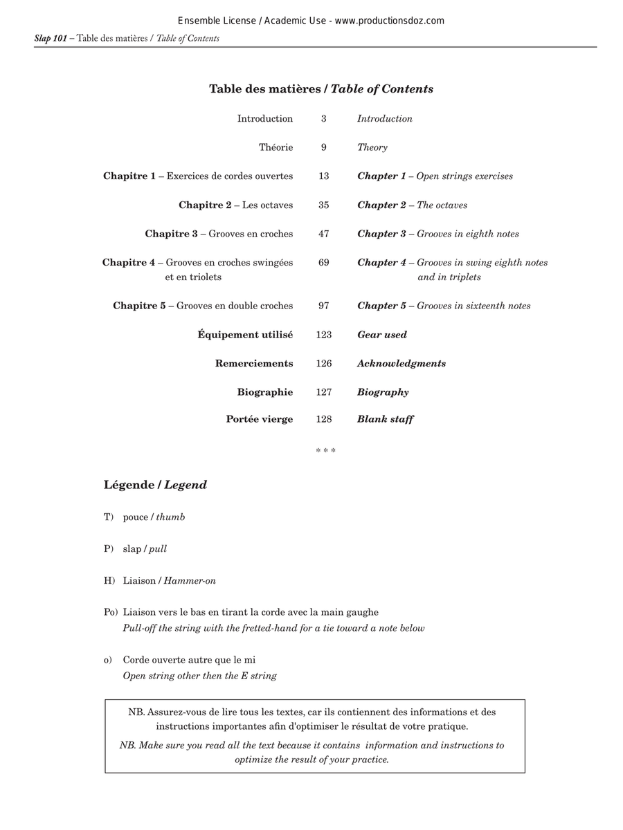 SLAP 101, méthode de basse (DVD incl.) Collection / Songbook - Digital Sheet Music page 2