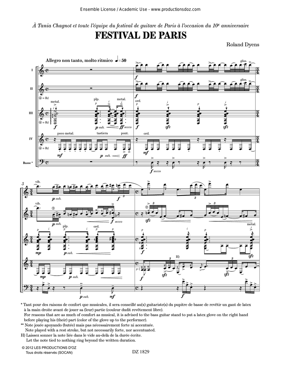 Festival de Paris Festival de Paris Guitar Ensemble scores gallery preview page 3