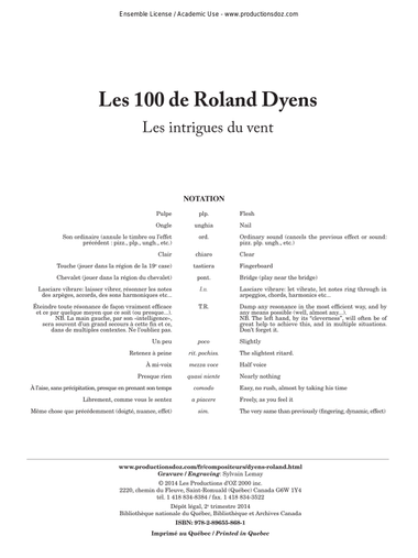 Les 100 de Roland Dyens - Les intrigues du vent