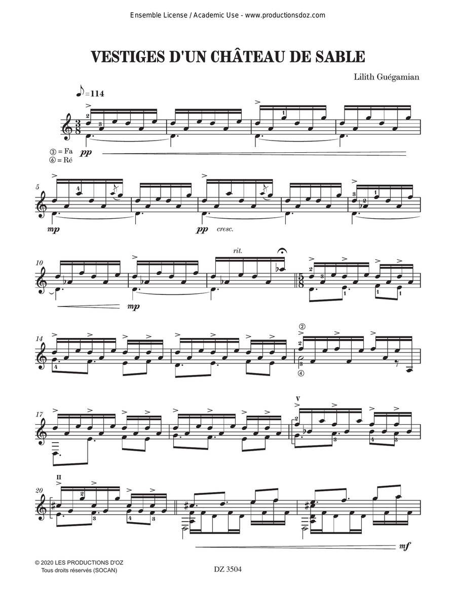 Vestiges d'un château de sable Classical Guitar scores gallery preview page 3