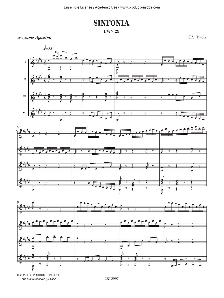 Sinfonia BWV 29 Sinfonia BWV 29 Guitar Ensemble scores gallery preview page 3