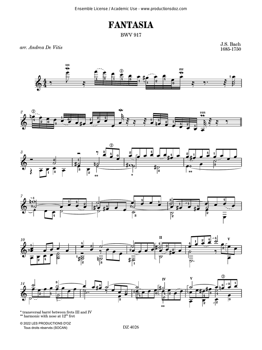 Fantasia BWV 917 Fantasia BWV 917 Classical Guitar scores gallery preview page 2