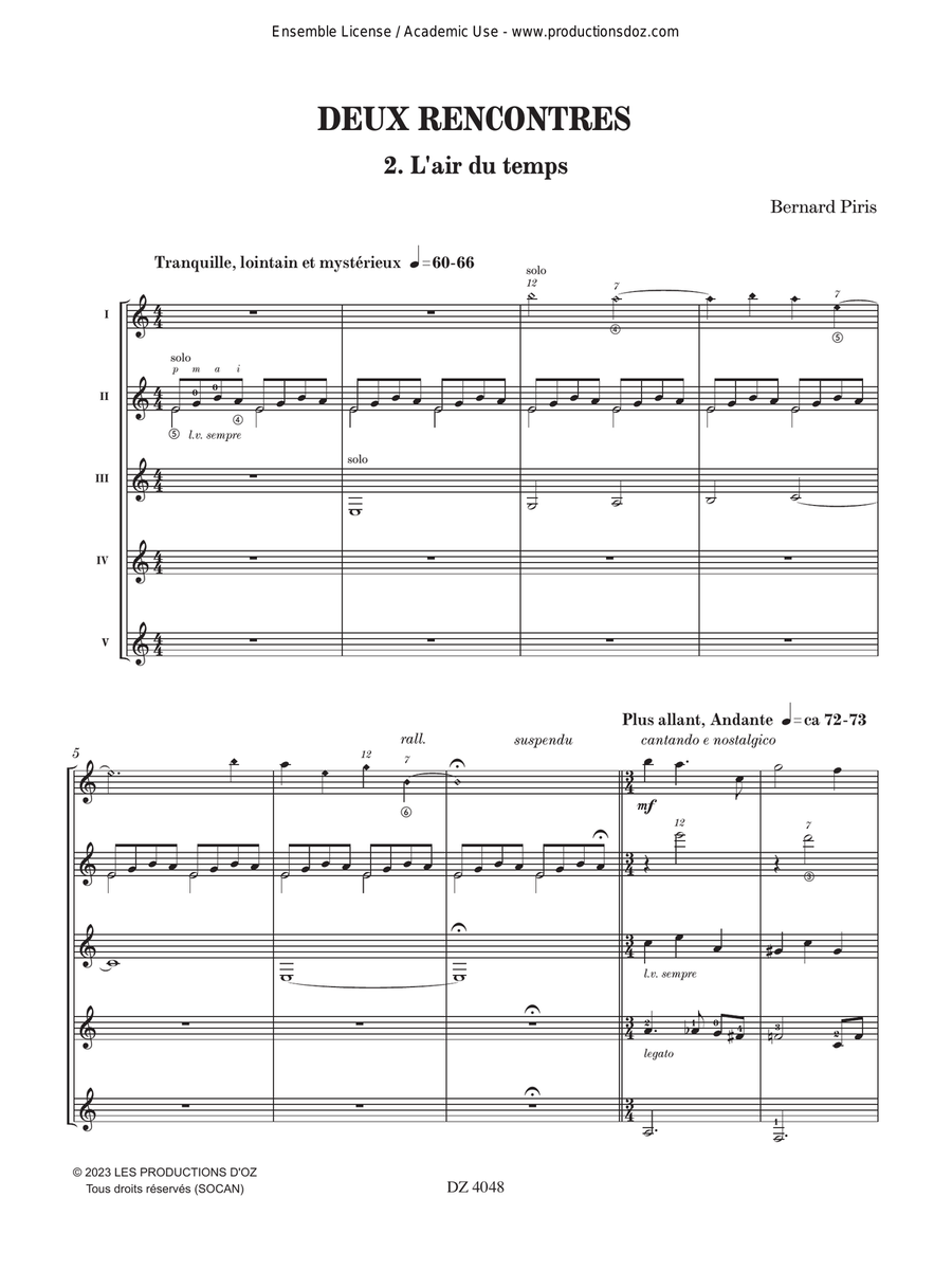 Deux rencontres, L'air du temps Guitar Ensemble scores gallery preview page 2