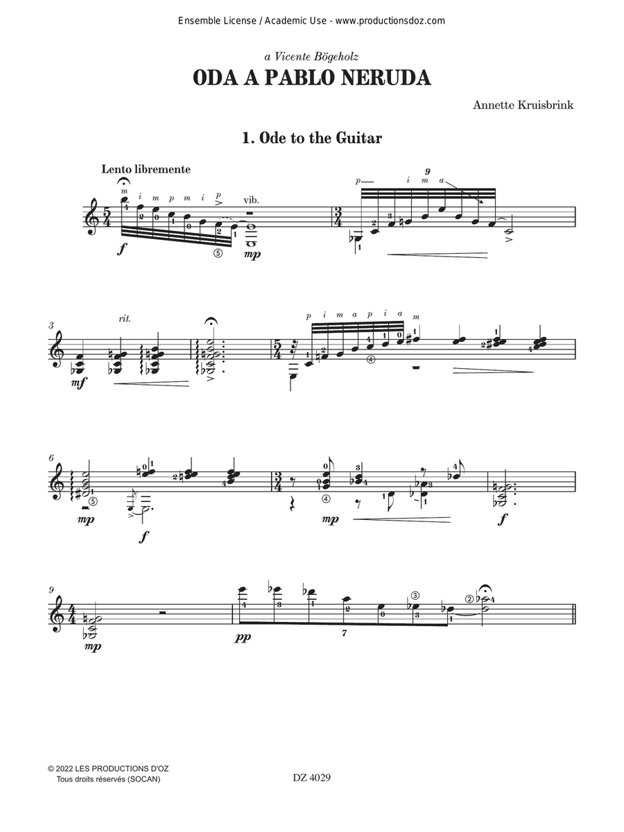 Oda a Pablo Neruda Oda a Pablo Neruda Classical Guitar scores gallery preview page 3
