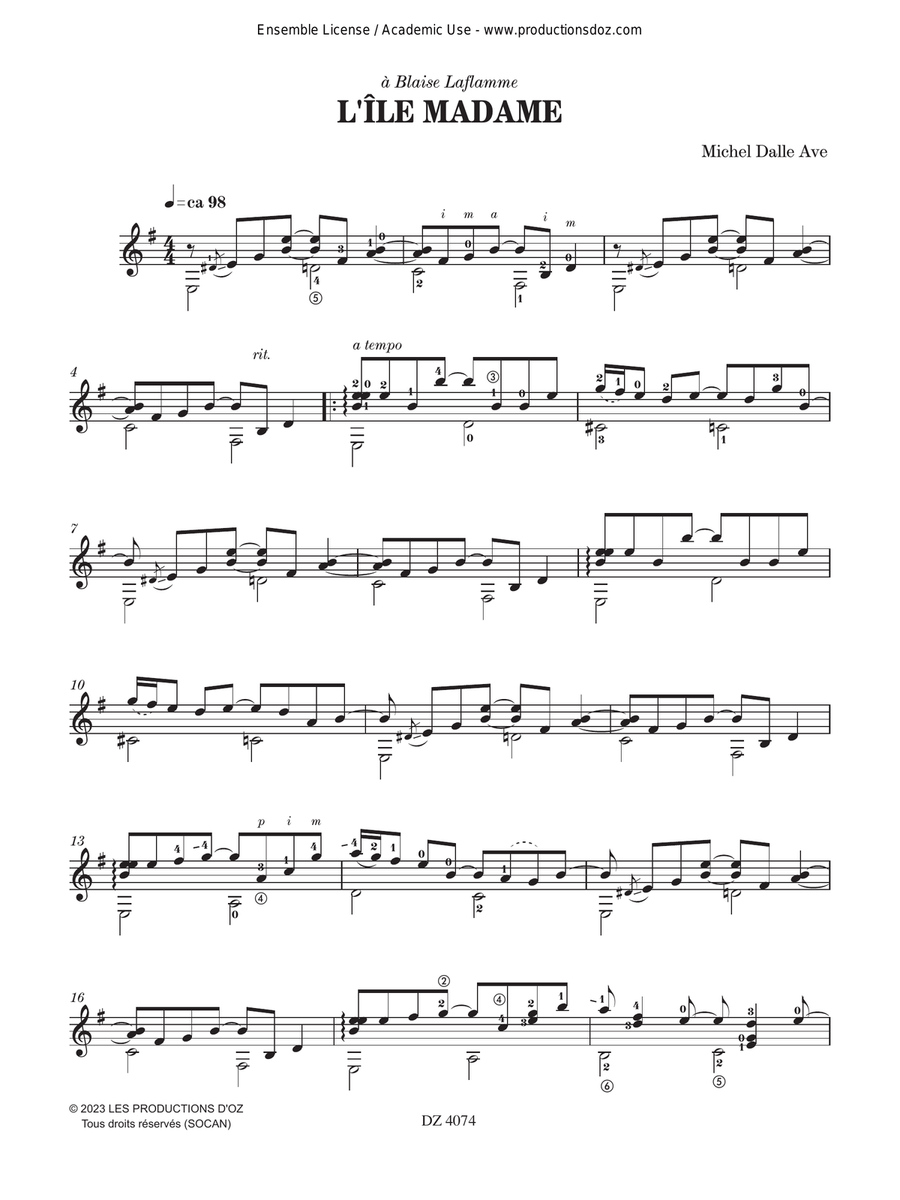 L'lle Madame Classical Guitar scores gallery preview page 2