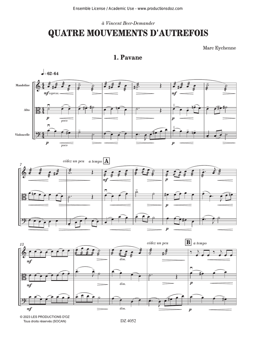 Quatre mouvements d'autrefois Cello scores gallery preview page 3