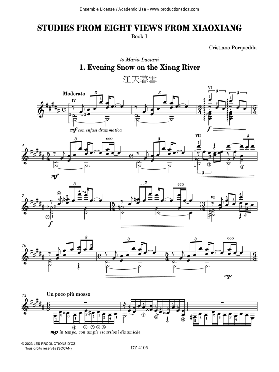 Studies from Eight Views from XiaoXiang, book 1 Classical Guitar scores gallery preview page 2