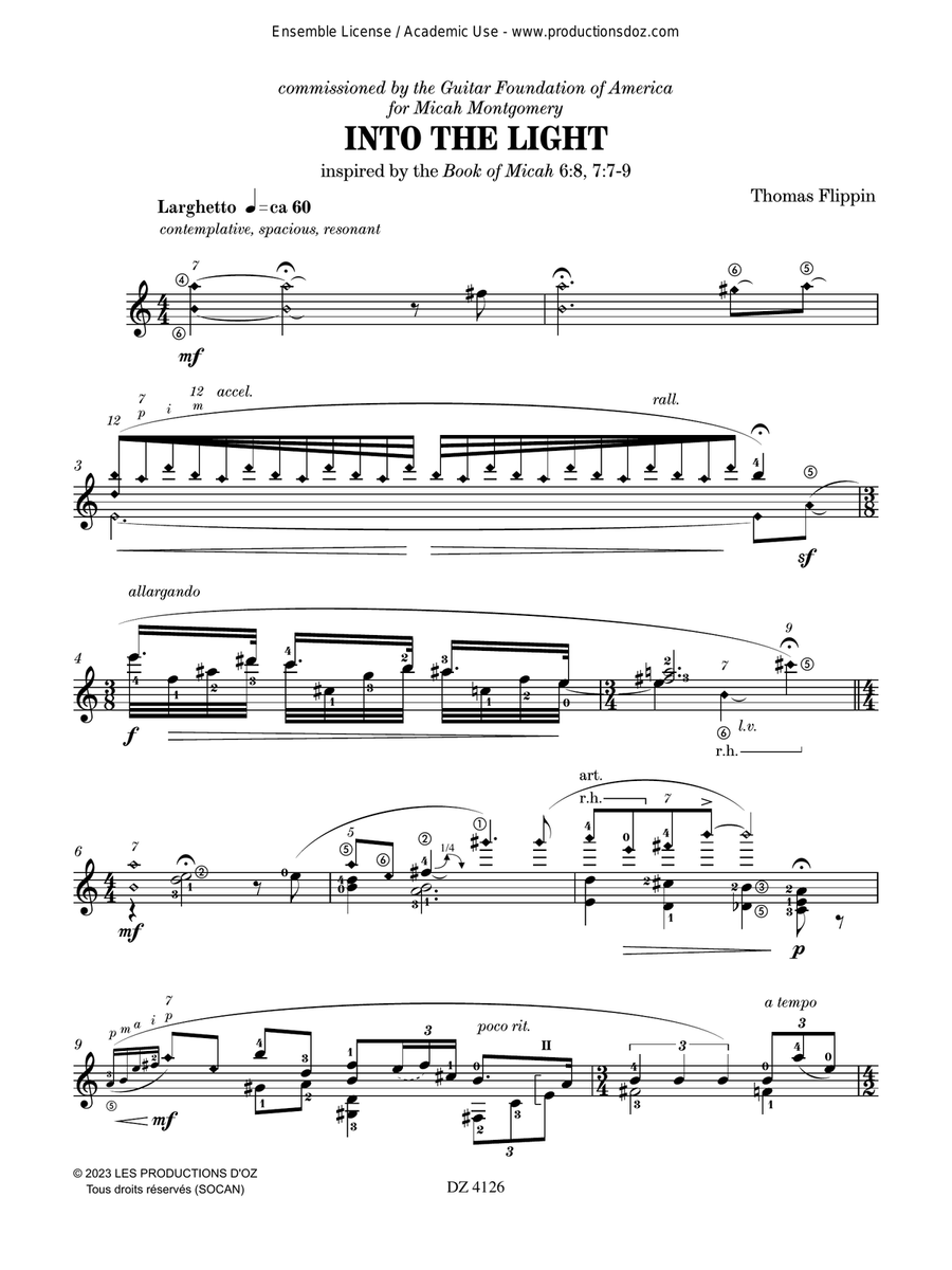GFA Spotlight Series, Into the Light Classical Guitar scores gallery preview page 3