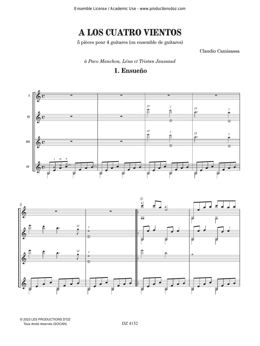 A los Cuatro Vientos A los Cuatro Vientos Guitar Ensemble scores gallery preview page 2