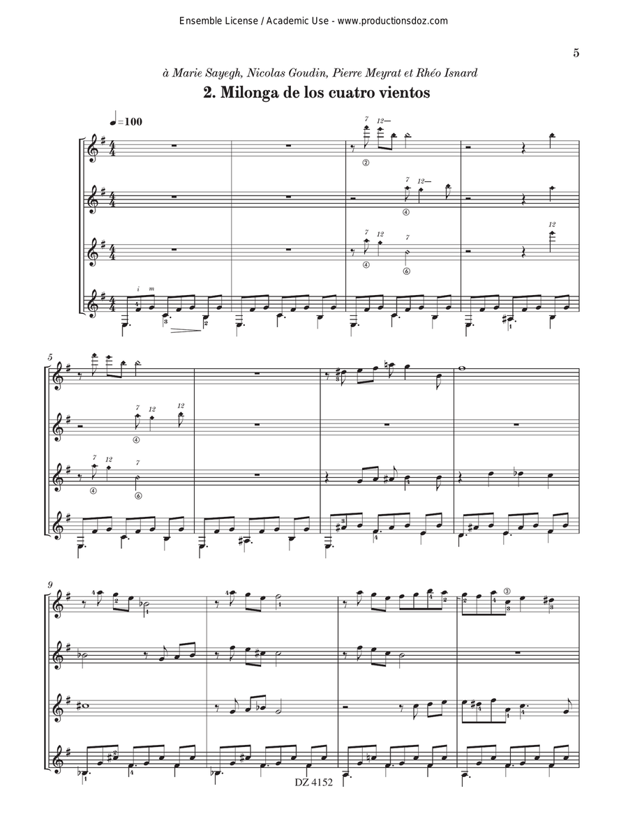 A los Cuatro Vientos A los Cuatro Vientos Guitar Ensemble scores gallery preview page 5