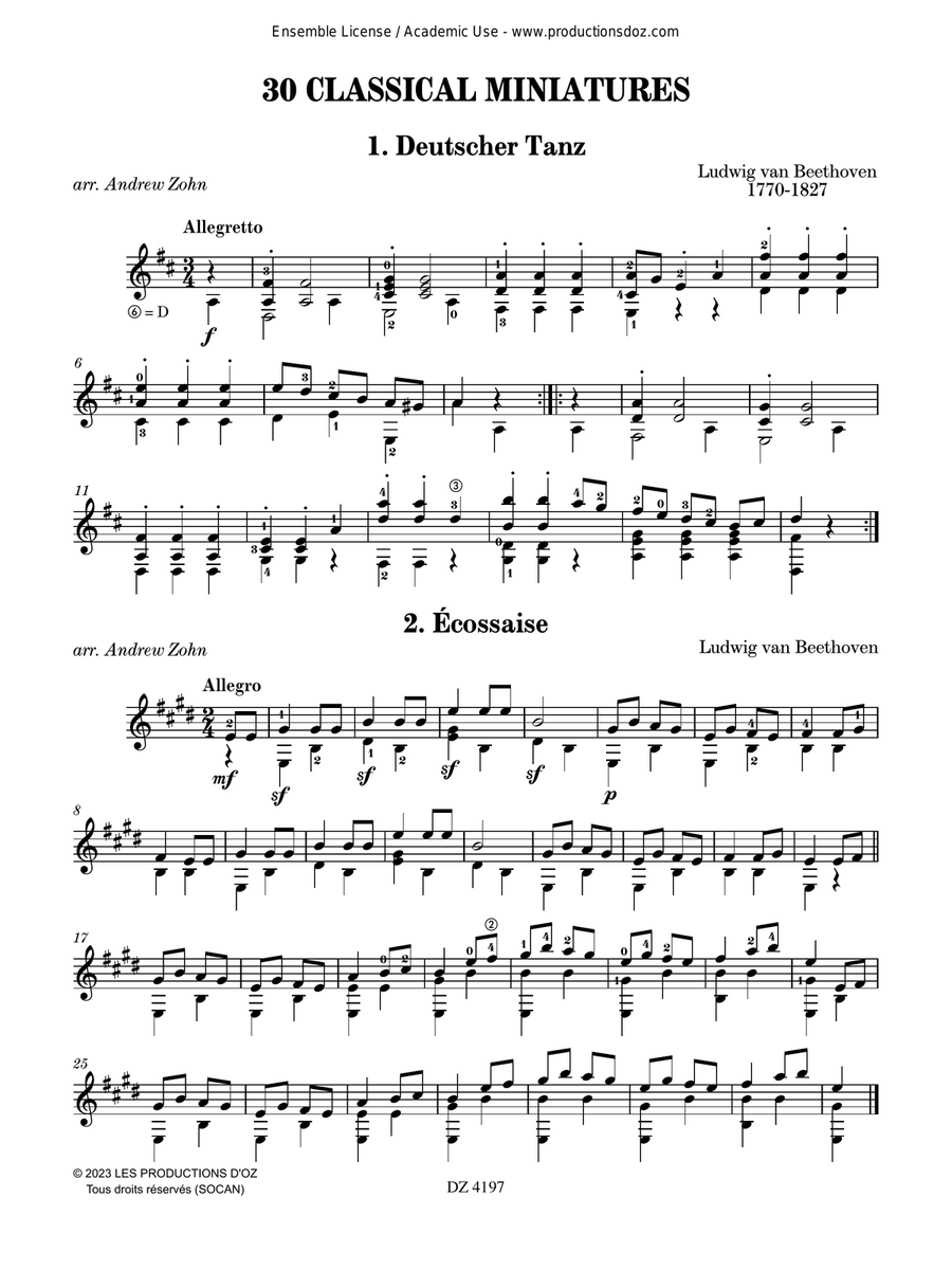 30 Classical Miniatures Acoustic Guitar scores gallery preview page 3