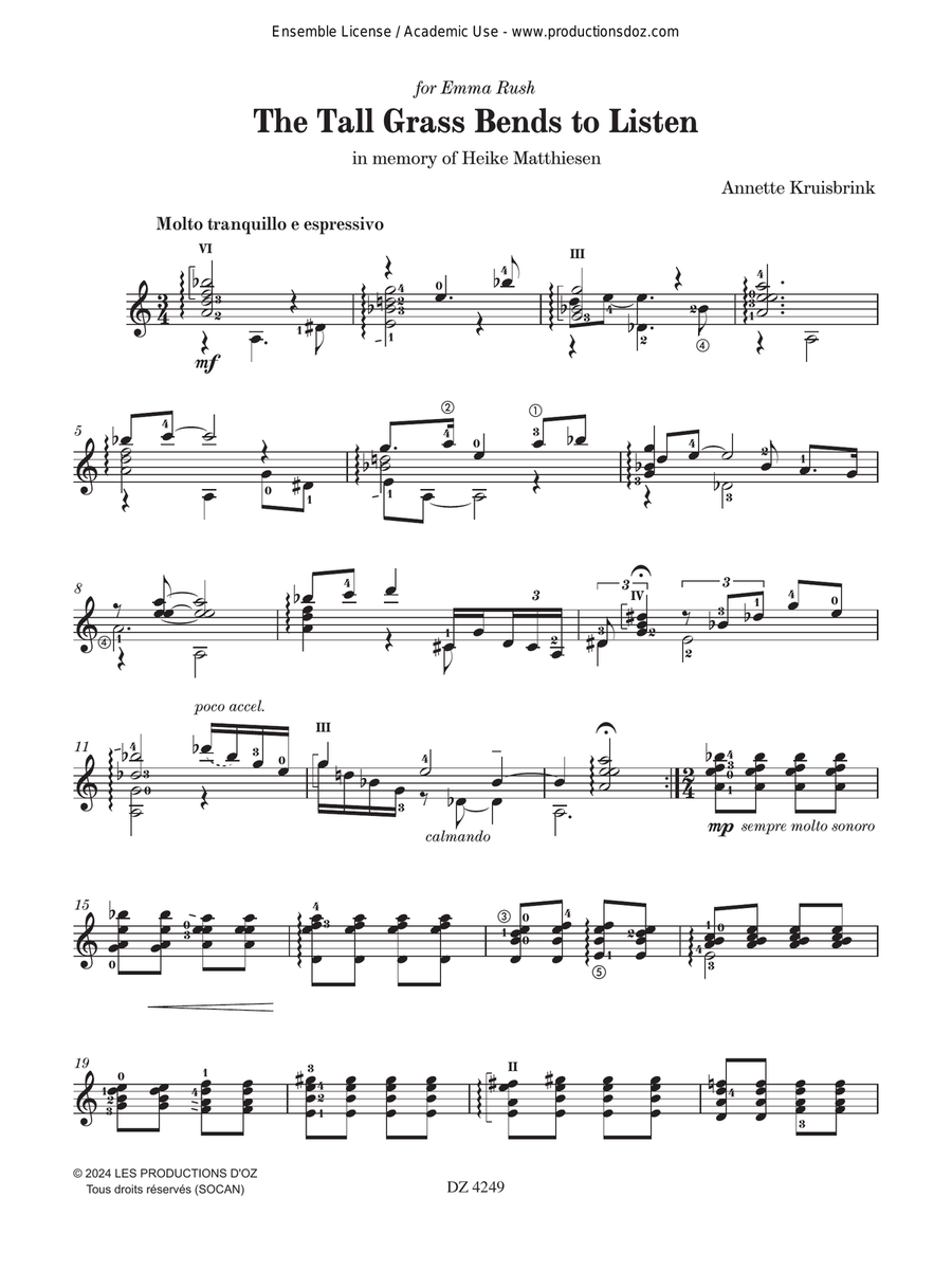 The Tall Grass Bends to Listen Classical Guitar scores gallery preview page 3