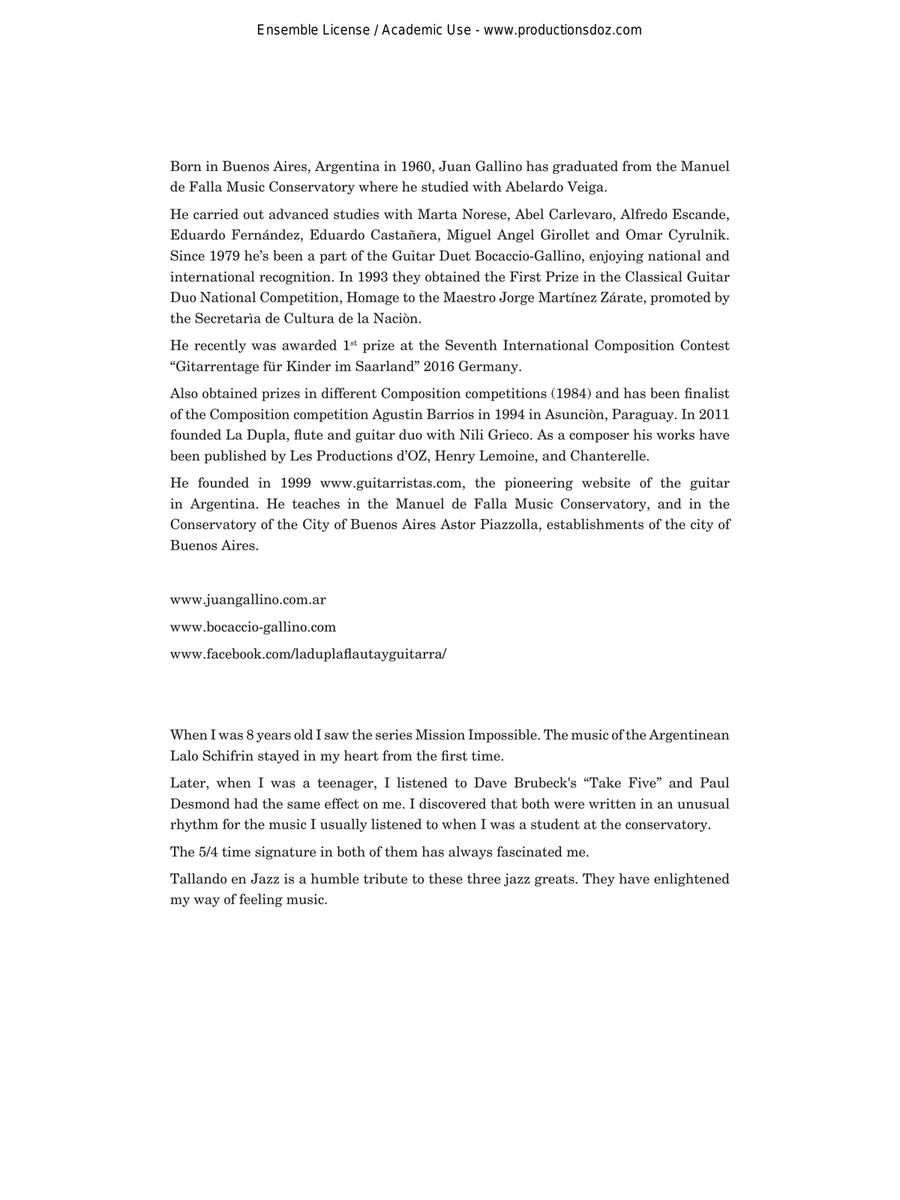 Tallando en jazz Guitar Ensemble scores gallery preview page 2