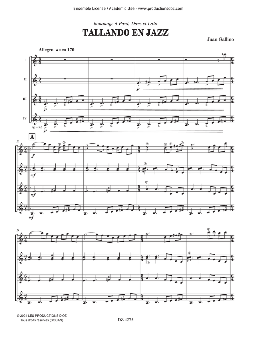 Tallando en jazz Guitar Ensemble scores gallery preview page 3