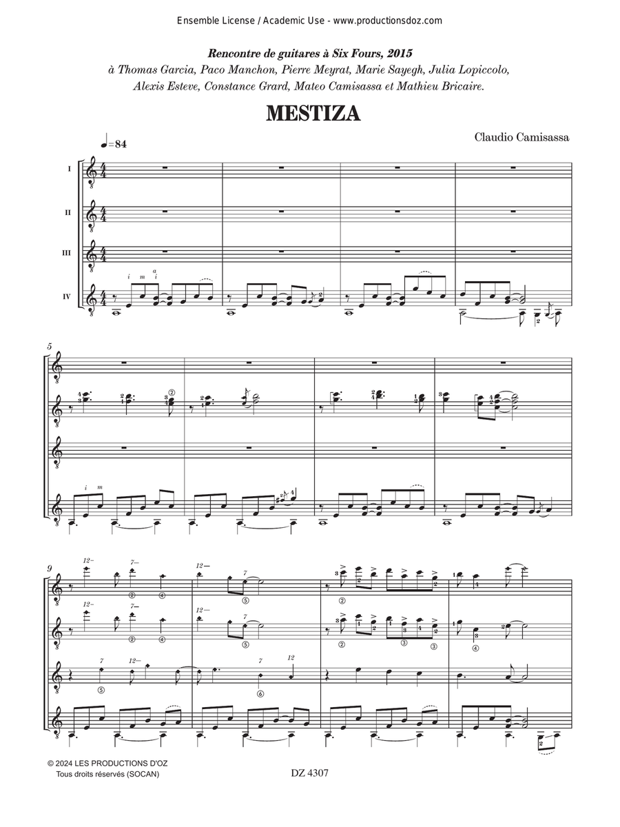 Mestiza Mestiza Guitar Ensemble scores gallery preview page 3