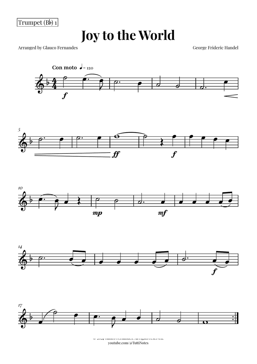 Joy to the World | STUNNING Arrangement Brass Quartet scores gallery preview page 3