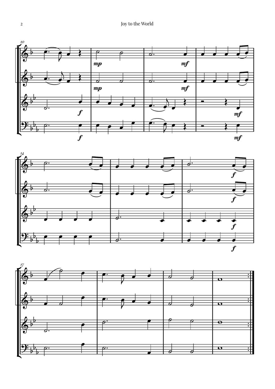 Joy to the World | STUNNING Arrangement Brass Quartet scores gallery preview page 2