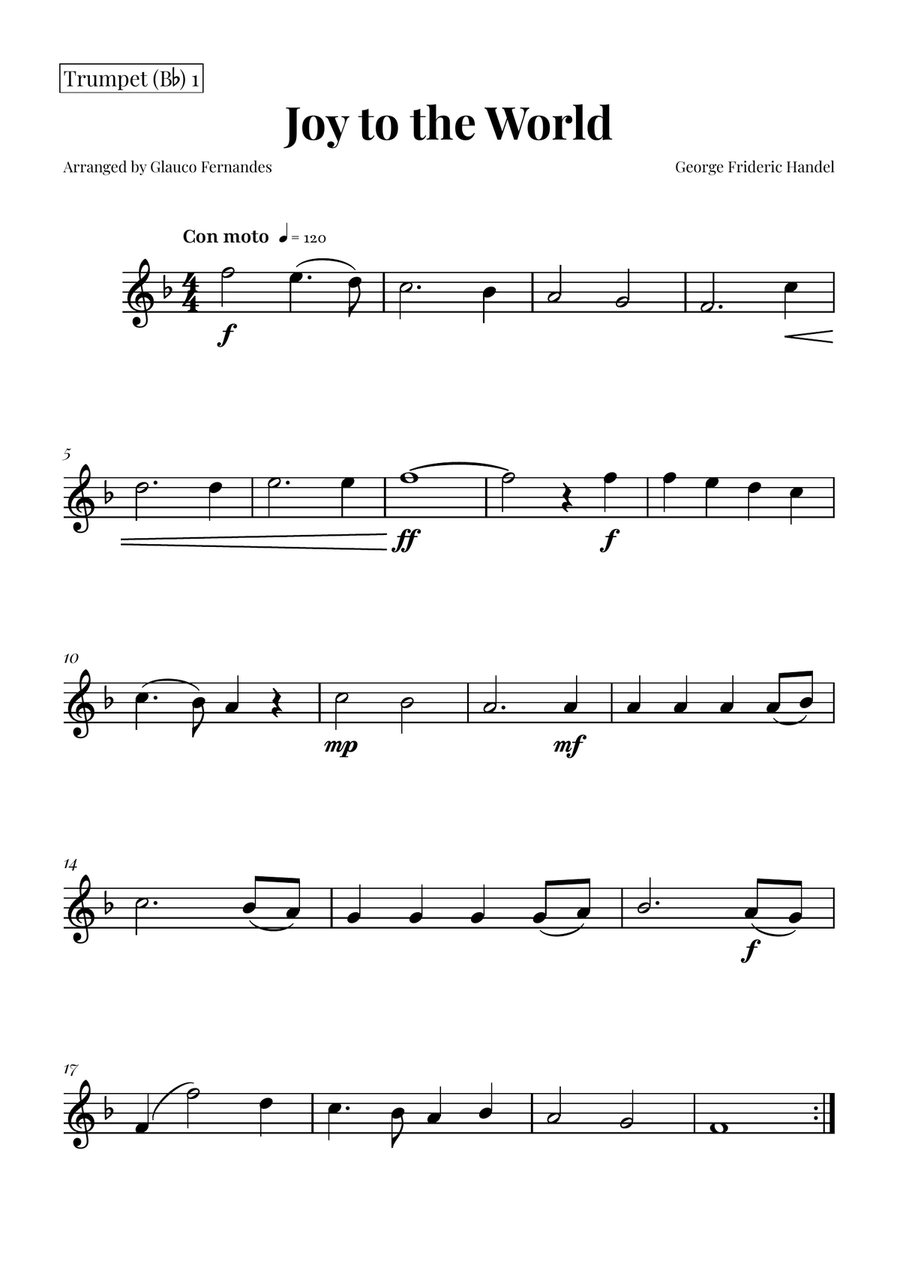 Joy to the World | STUNNING Arrangement Brass Quartet scores gallery preview page 3
