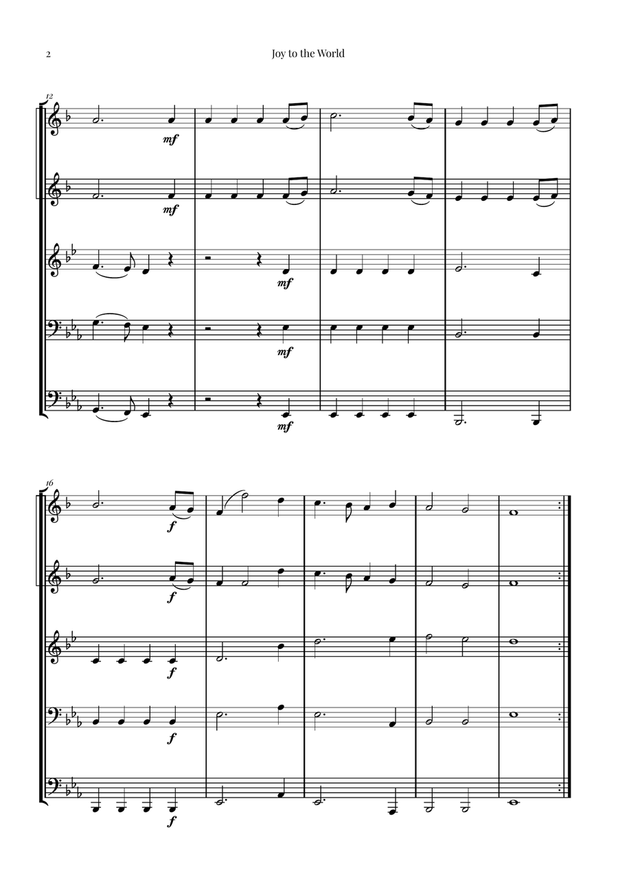 Joy to the World | STUNNING Arrangement Brass Quintet scores gallery preview page 2