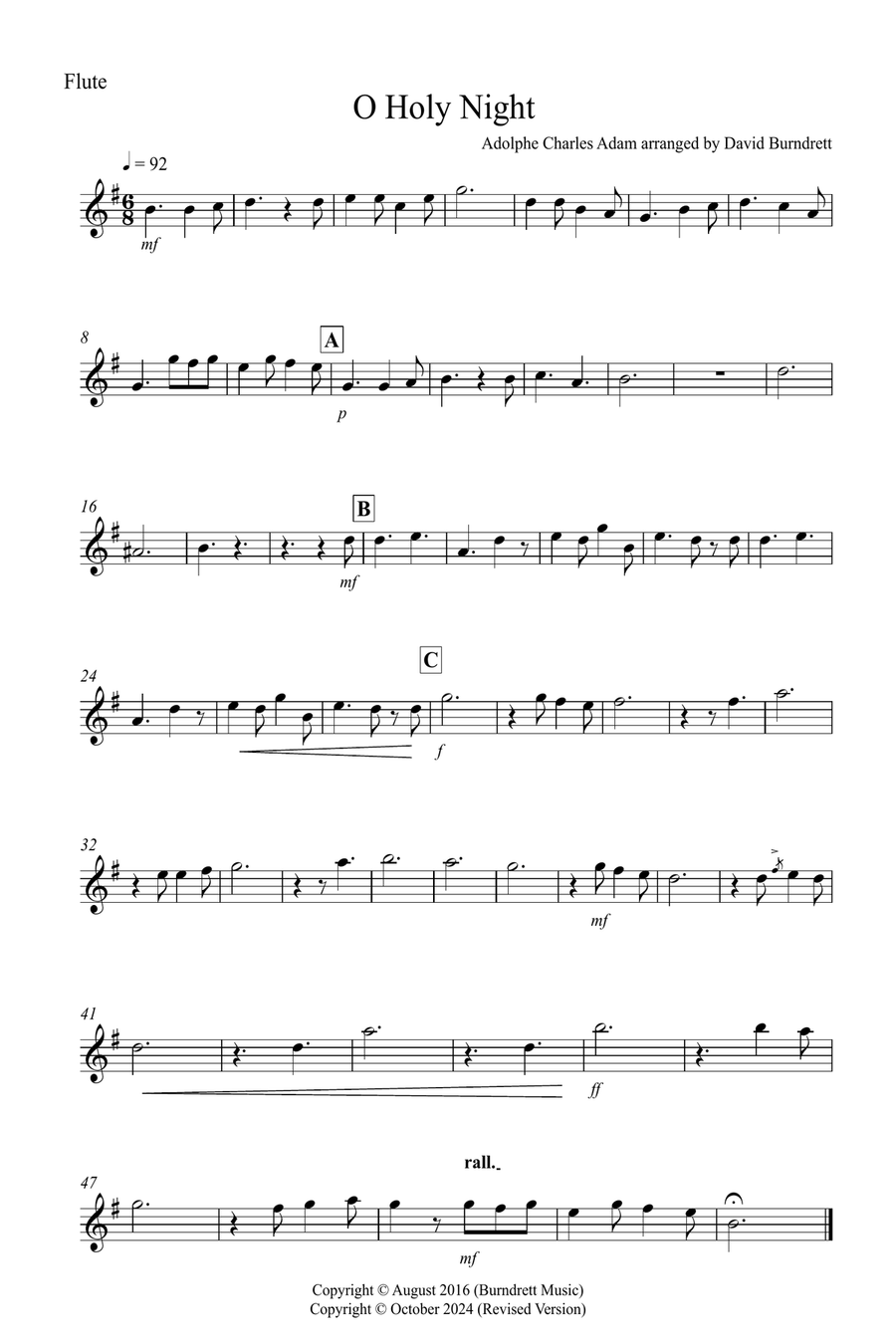O Holy Night for Flute and Horn Duet Woodwind Duet scores gallery preview page 3