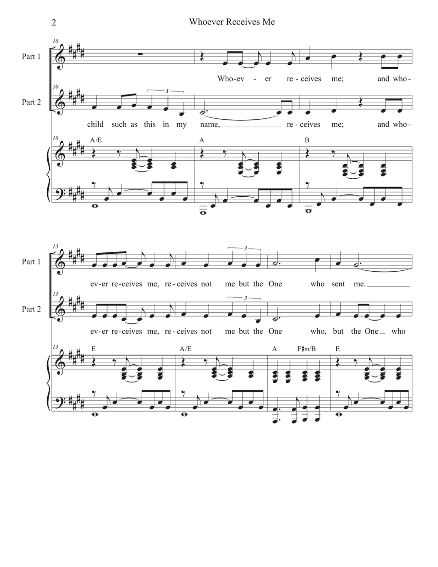 Whoever Receives Me (2-part choir) 2-Part scores gallery preview page 2