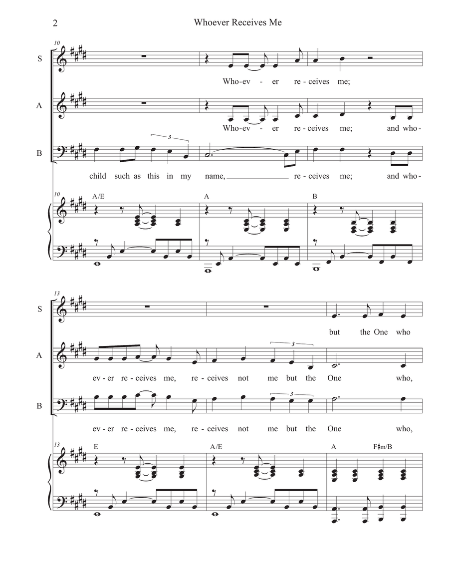 Whoever Receives Me (SAB) 3-Part scores gallery preview page 2