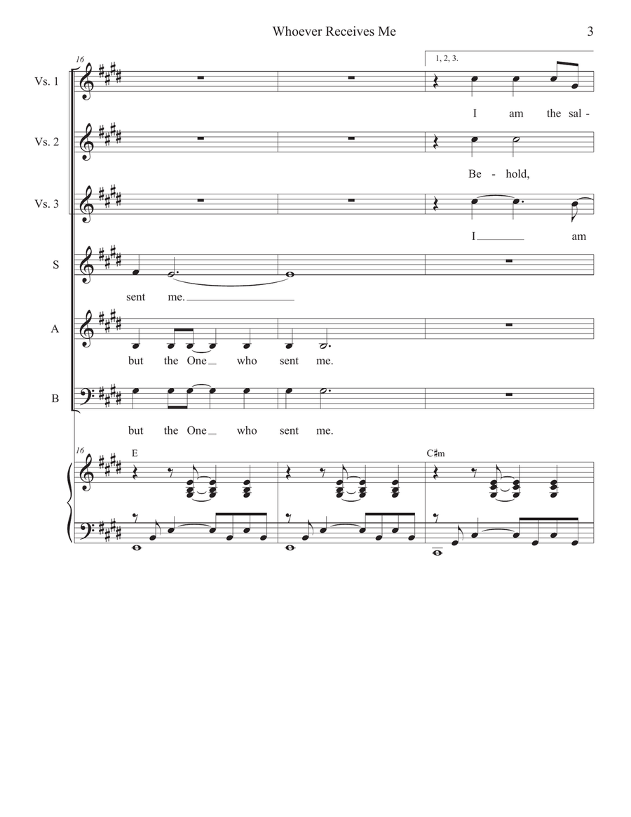 Whoever Receives Me (SAB) 3-Part scores gallery preview page 3