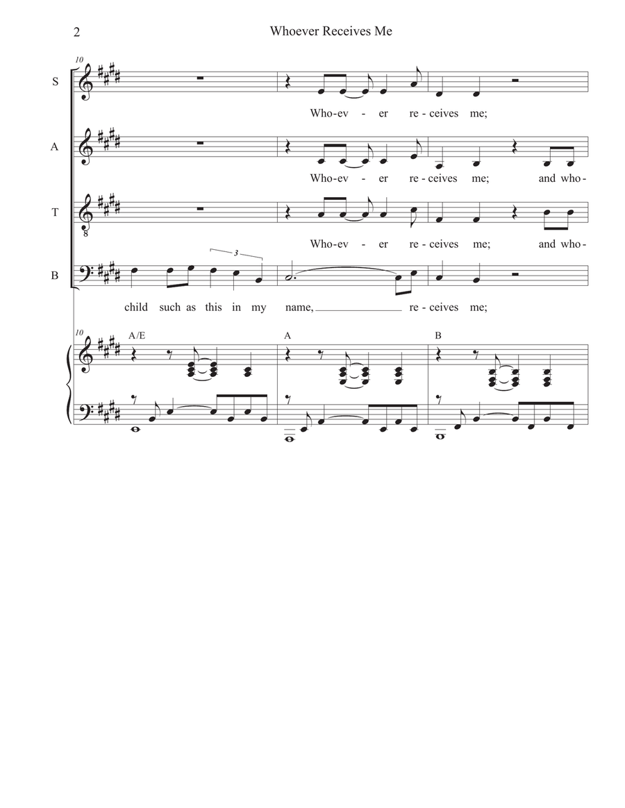 Whoever Receives Me (SATB) 4-Part scores gallery preview page 2