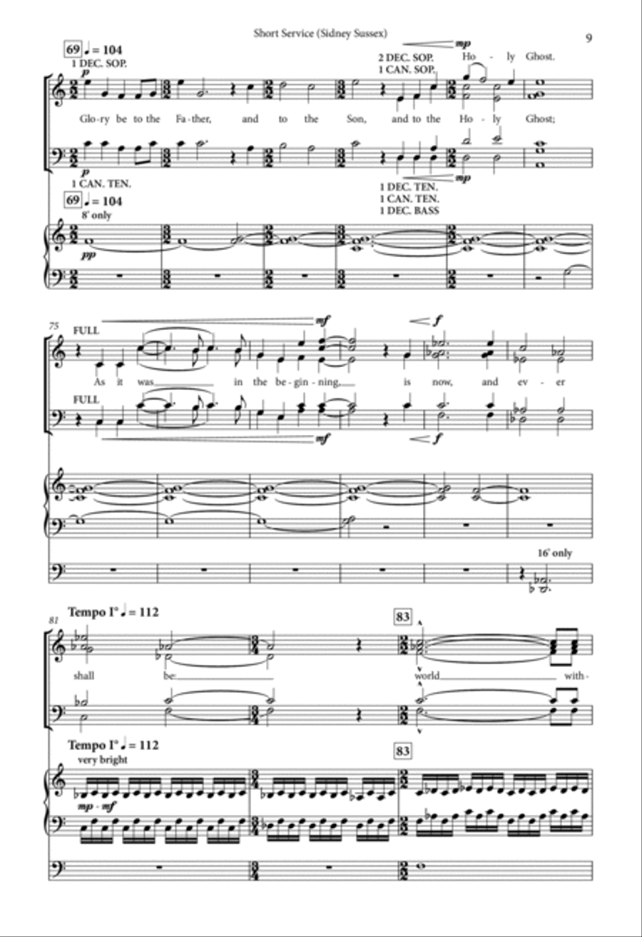 Short Service (Sidney Sussex) Choir scores gallery preview page 9