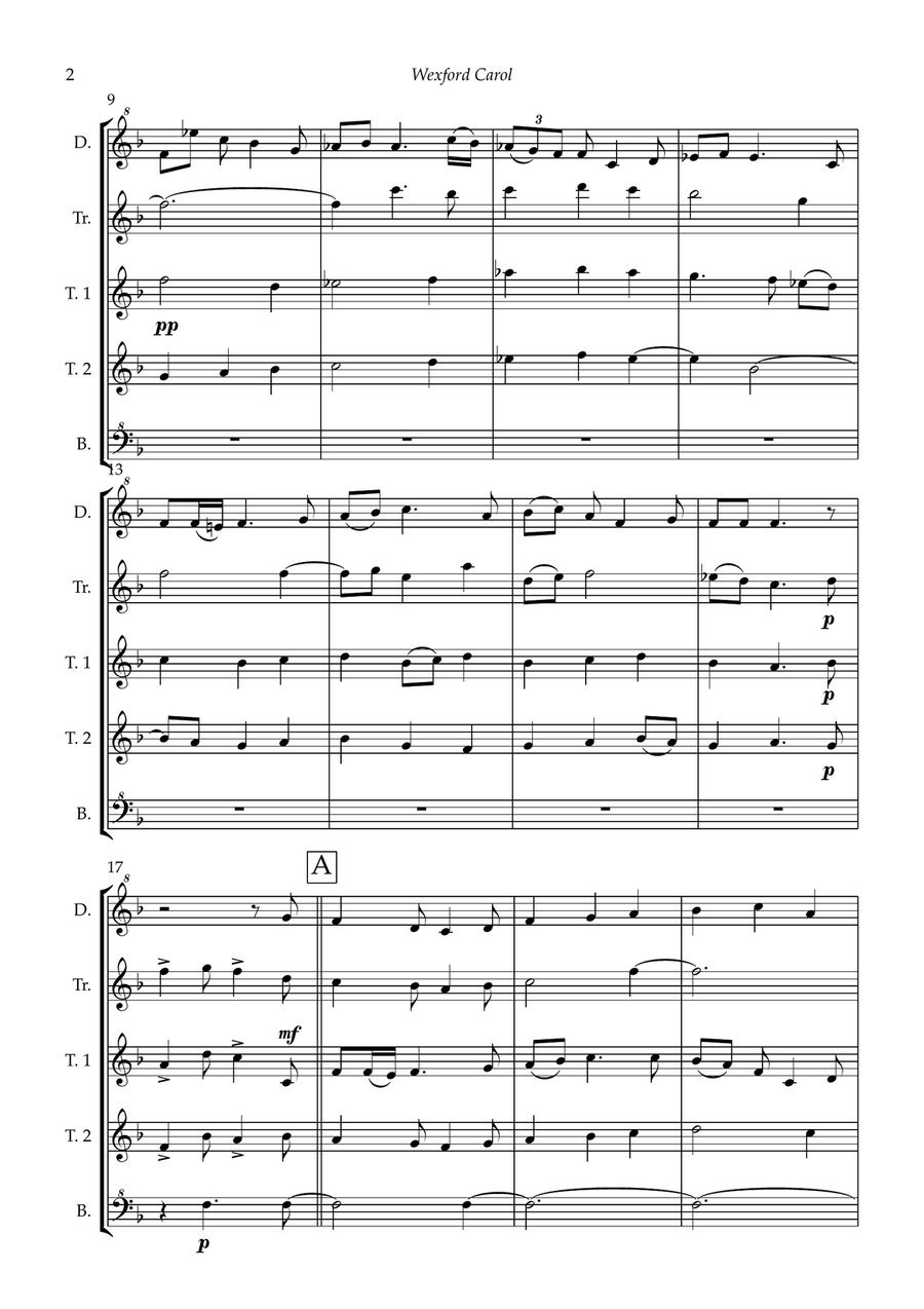 Wexford Carol for recorder quintet (d/tr/t1/t2/b) Soprano Recorder scores gallery preview page 4