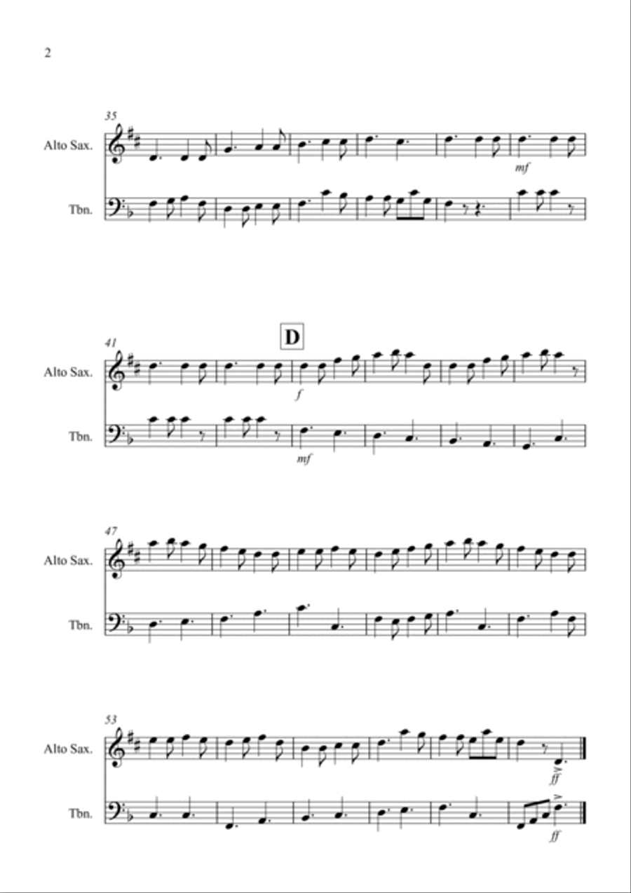 In Dulci Jubilo for Alto Saxophone and Trombone Duet Trombone Duet scores gallery preview page 2