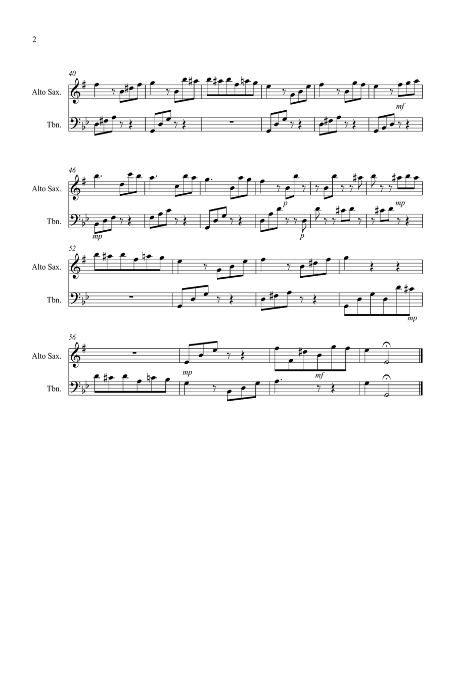 Fur Elise for Alto Saxophone and Trombone Duet Trombone Duet scores gallery preview page 2
