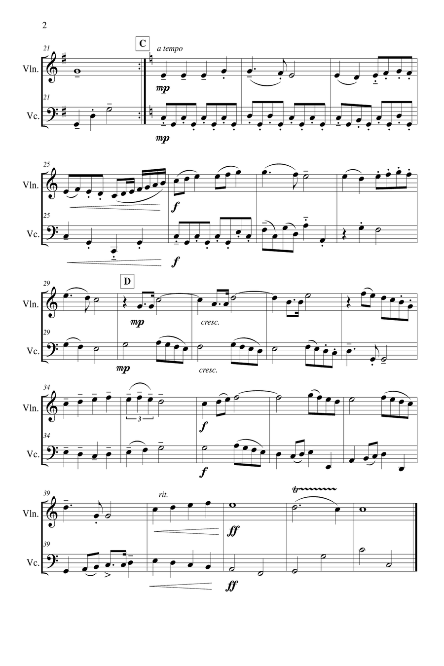 Angels We Have Heard On High String Duet scores gallery preview page 3