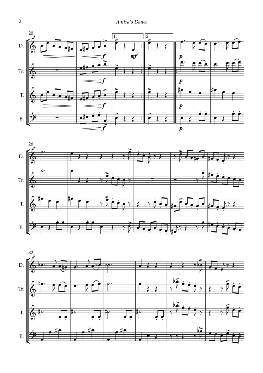 Anitra's Dance (Grieg) for recorder quartet Soprano Recorder scores gallery preview page 4