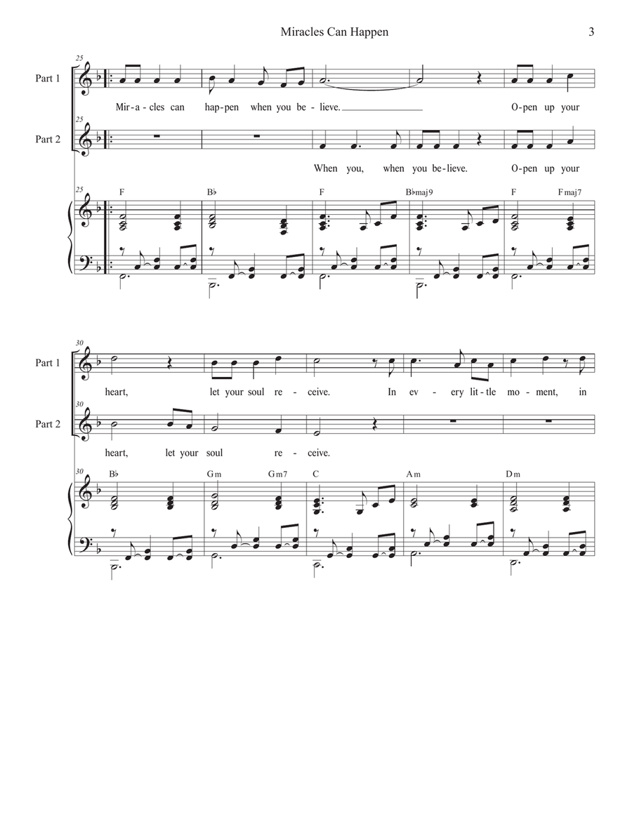 Miracles Can Happen (2-part choir) 2-Part scores gallery preview page 3