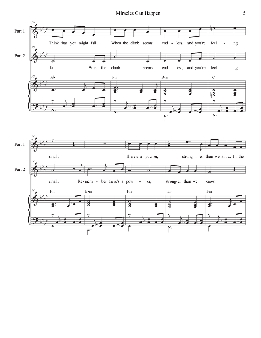Miracles Can Happen (2-part choir) 2-Part scores gallery preview page 5