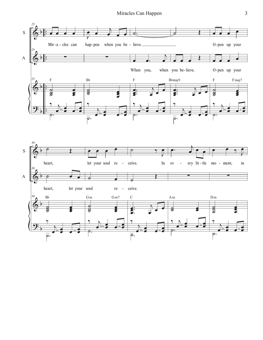 Miracles Can Happen (2-part choir - (SA) SA scores gallery preview page 3