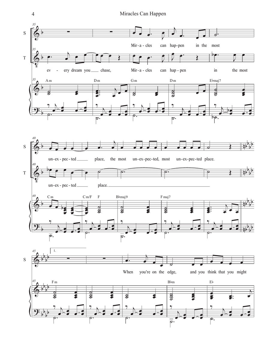 Miracles Can Happen (2-part choir - (Soprano and Tenor) 2-Part scores gallery preview page 4