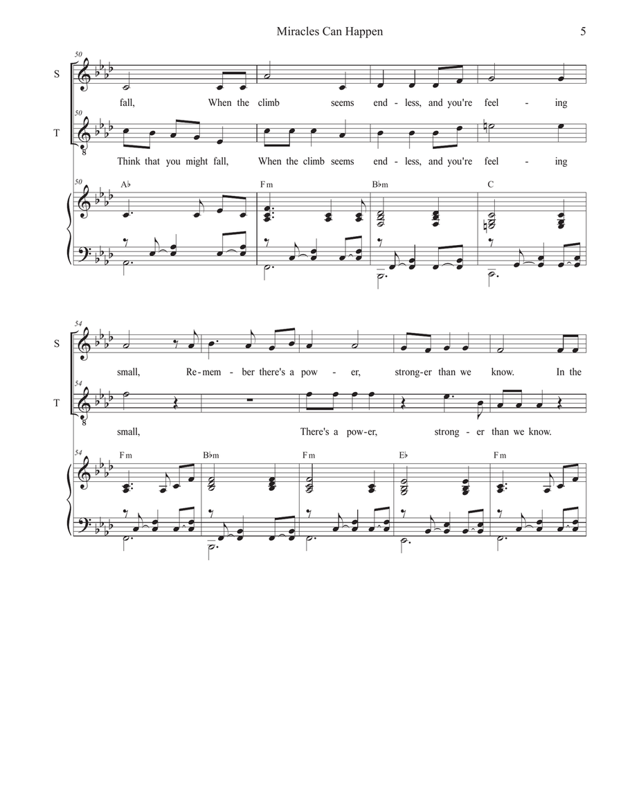 Miracles Can Happen (2-part choir - (Soprano and Tenor) 2-Part scores gallery preview page 5